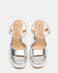 LIANDRA Silver Platform Square-Toe Strappy Women's Heel | Steve Madden for Sale