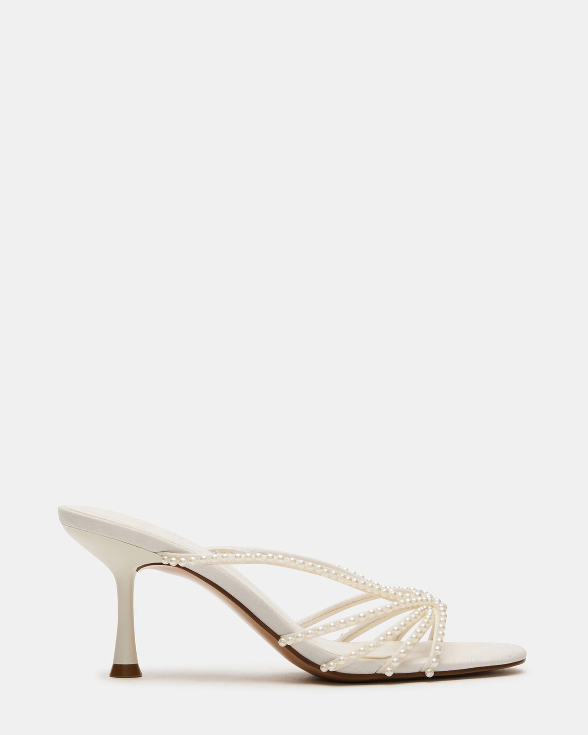 EDNA Pearl White Strappy Mule Women's Heel | Steve Madden US