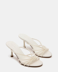 EDNA Pearl White Strappy Mule Women's Heel | Steve Madden US