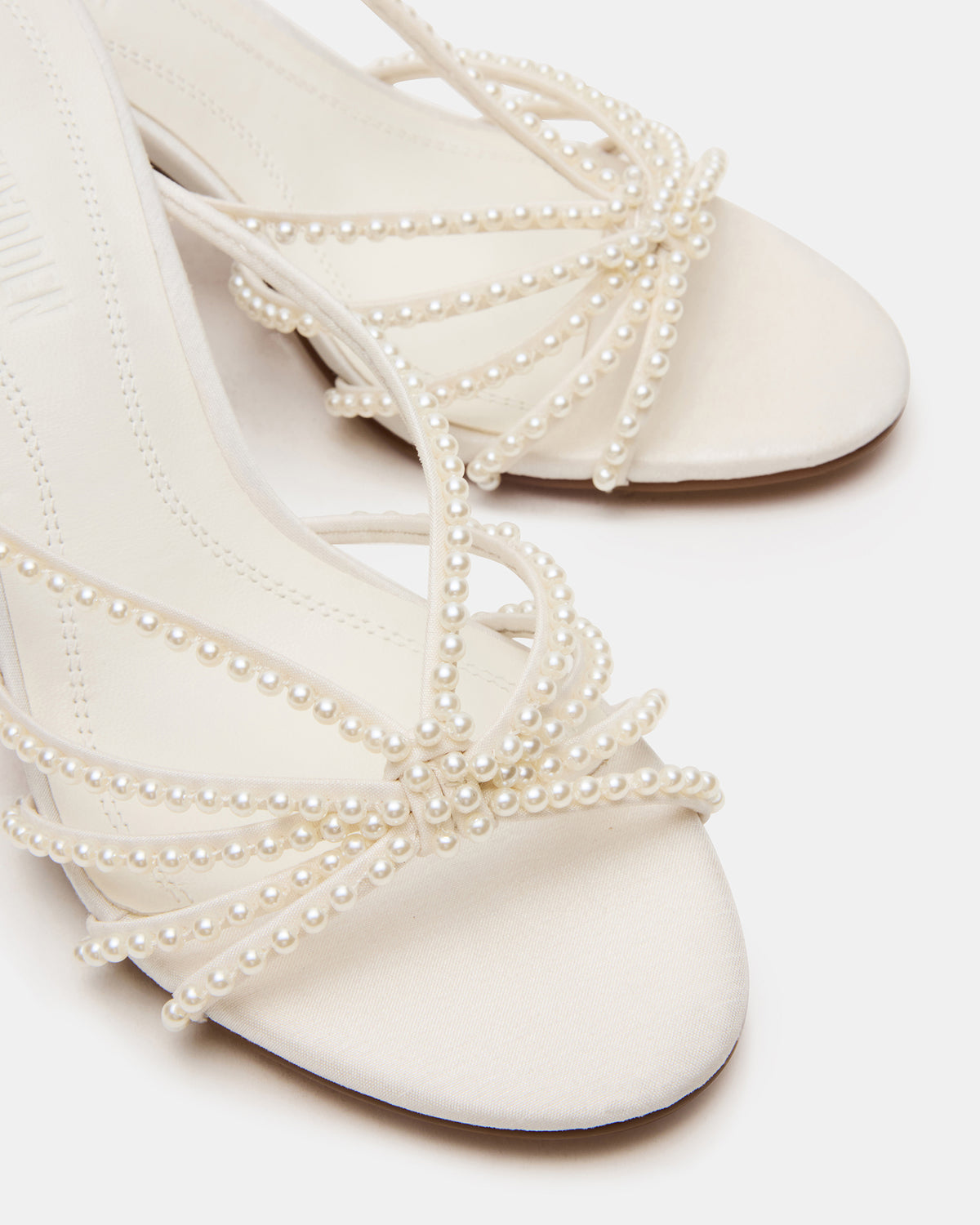 EDNA Pearl White Strappy Mule Women's Heel | Steve Madden US