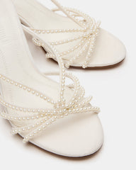 EDNA Pearl White Strappy Mule Women's Heel | Steve Madden US