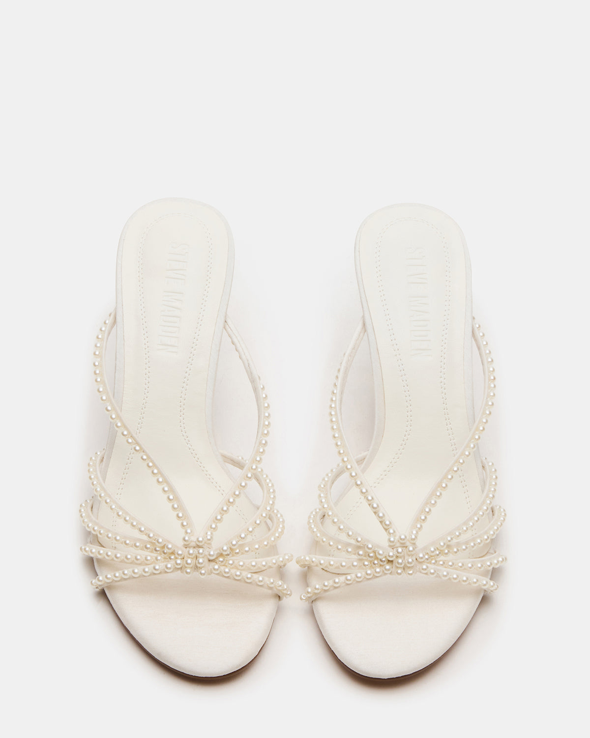 EDNA Pearl White Strappy Mule Women's Heel | Steve Madden US