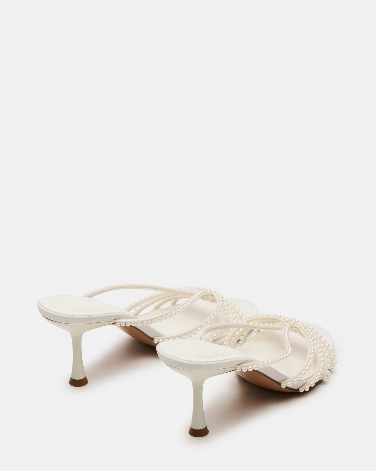 EDNA Pearl White Strappy Mule Women's Heel | Steve Madden US