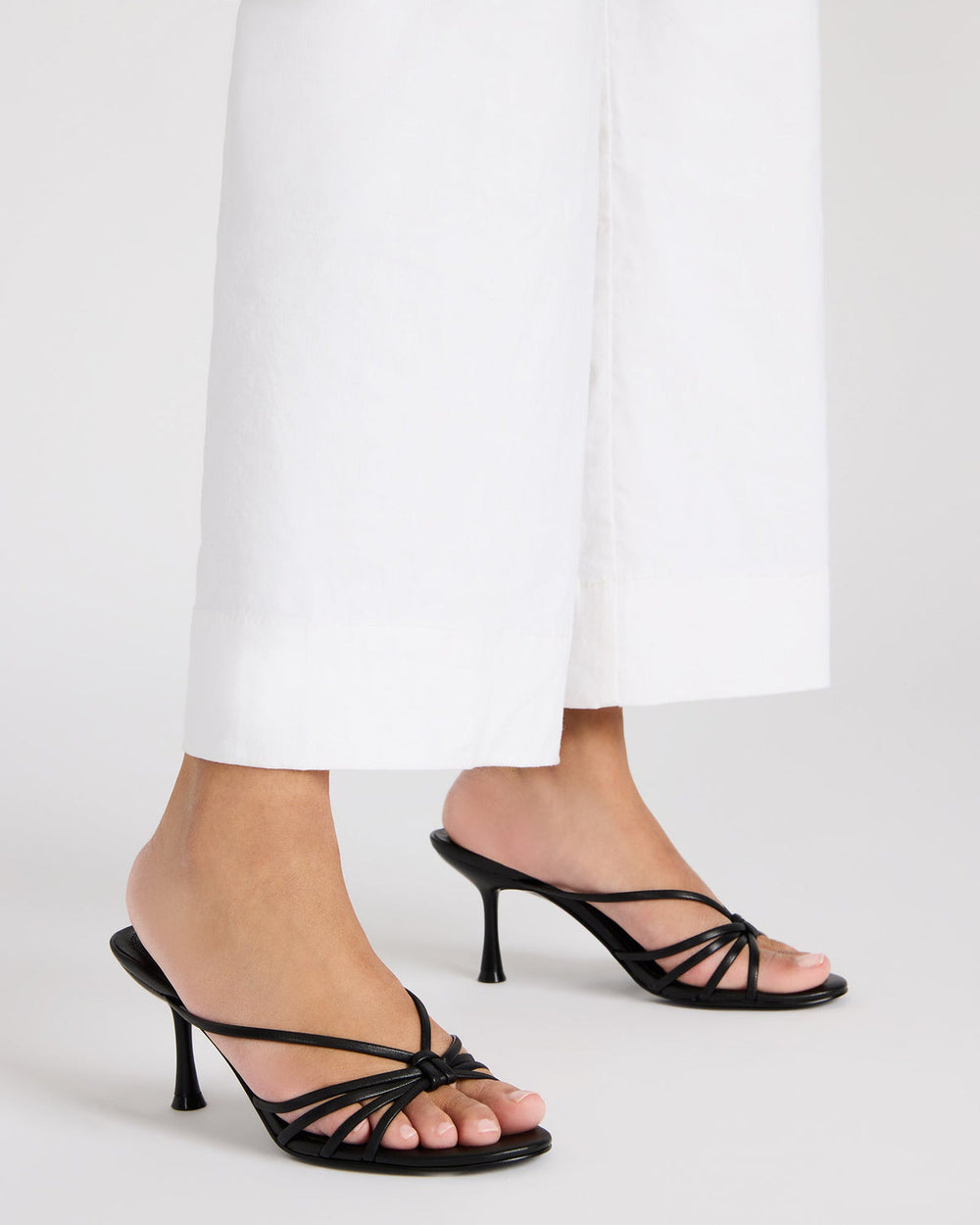 EDNA Pearl White Strappy Mule Women's Heel | Steve Madden US