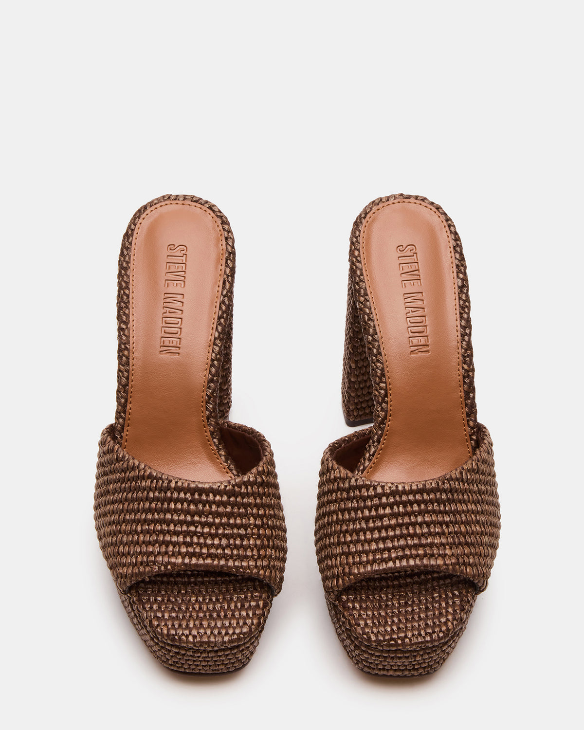 JOEL Brown Raffia Square-Toe Platform Raffia Mule Women's Heel | Steve Madden outlet