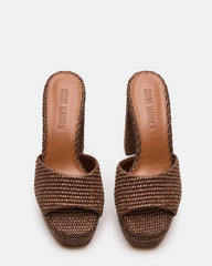 JOEL Brown Raffia Square-Toe Platform Raffia Mule Women's Heel | Steve Madden outlet