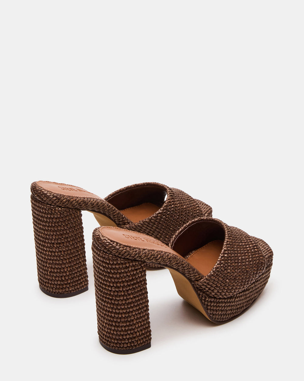 JOEL Brown Raffia Square-Toe Platform Raffia Mule Women's Heel | Steve Madden outlet