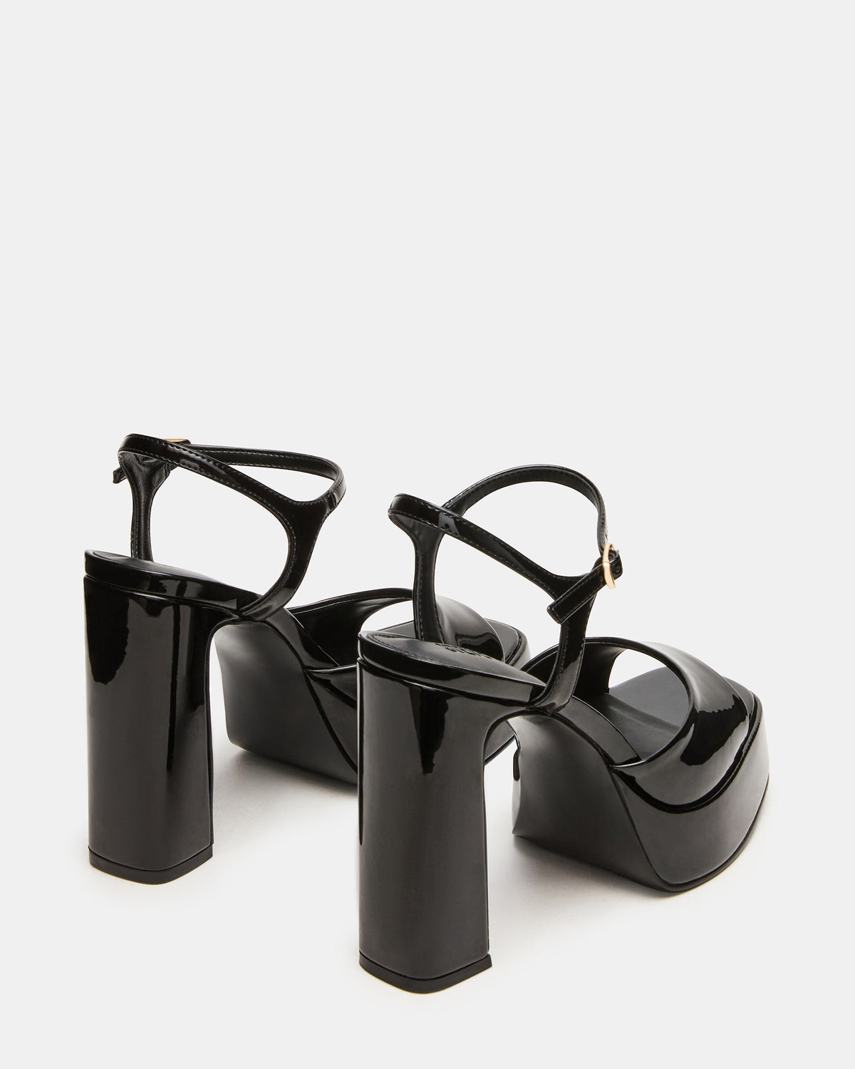 LIANDRA Black Patent Women's Platform Square-Toe Strappy Heel | Steve Madden Sale