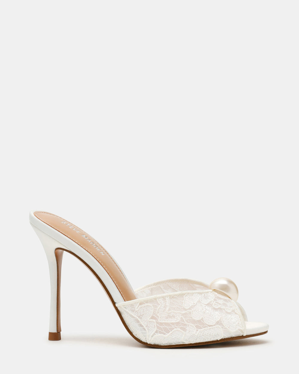 PRIYA Pearl White Lace Mule Women's Heel | Steve Madden for Sale