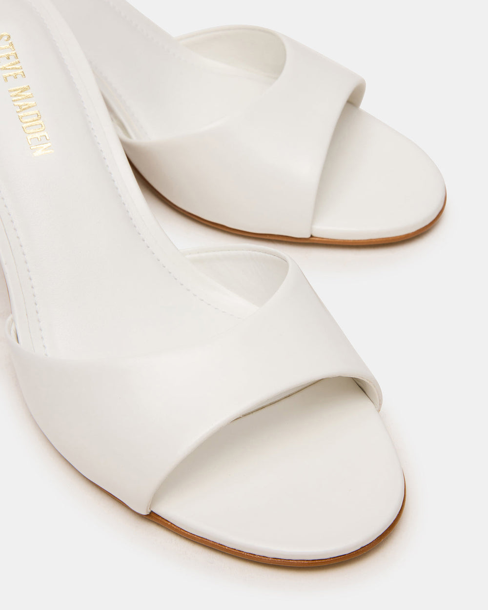 KENDRIX White Leather Mule Stiletto Women's Heel | Steve Madden outlet