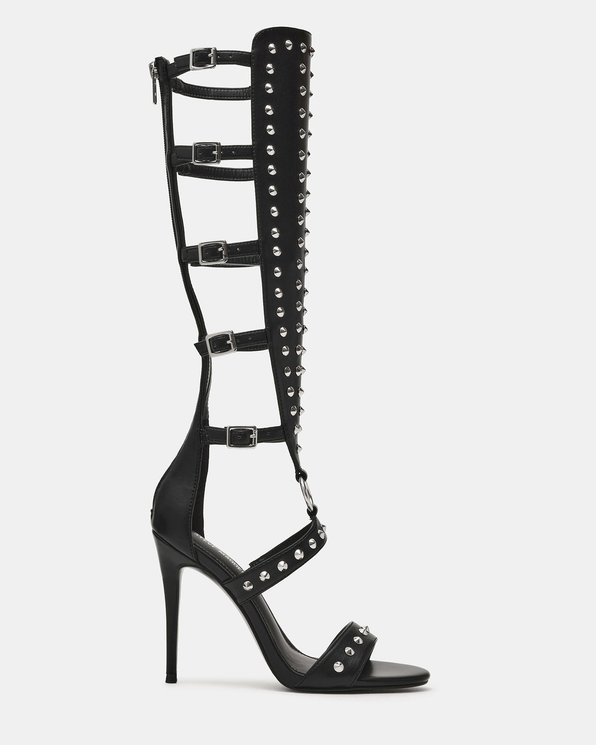 COMPOSURE Black Studs Strappy Stiletto Buckles Women's Heel | Steve Madden Sale