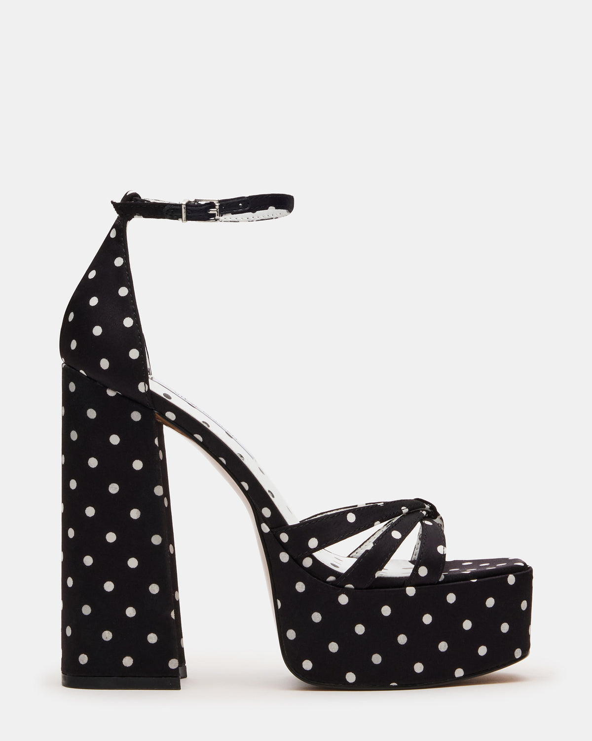 RETRO White/Black Polka Dot Open-Toe Block Heel Platform Women's Heel | Steve Madden for Sale