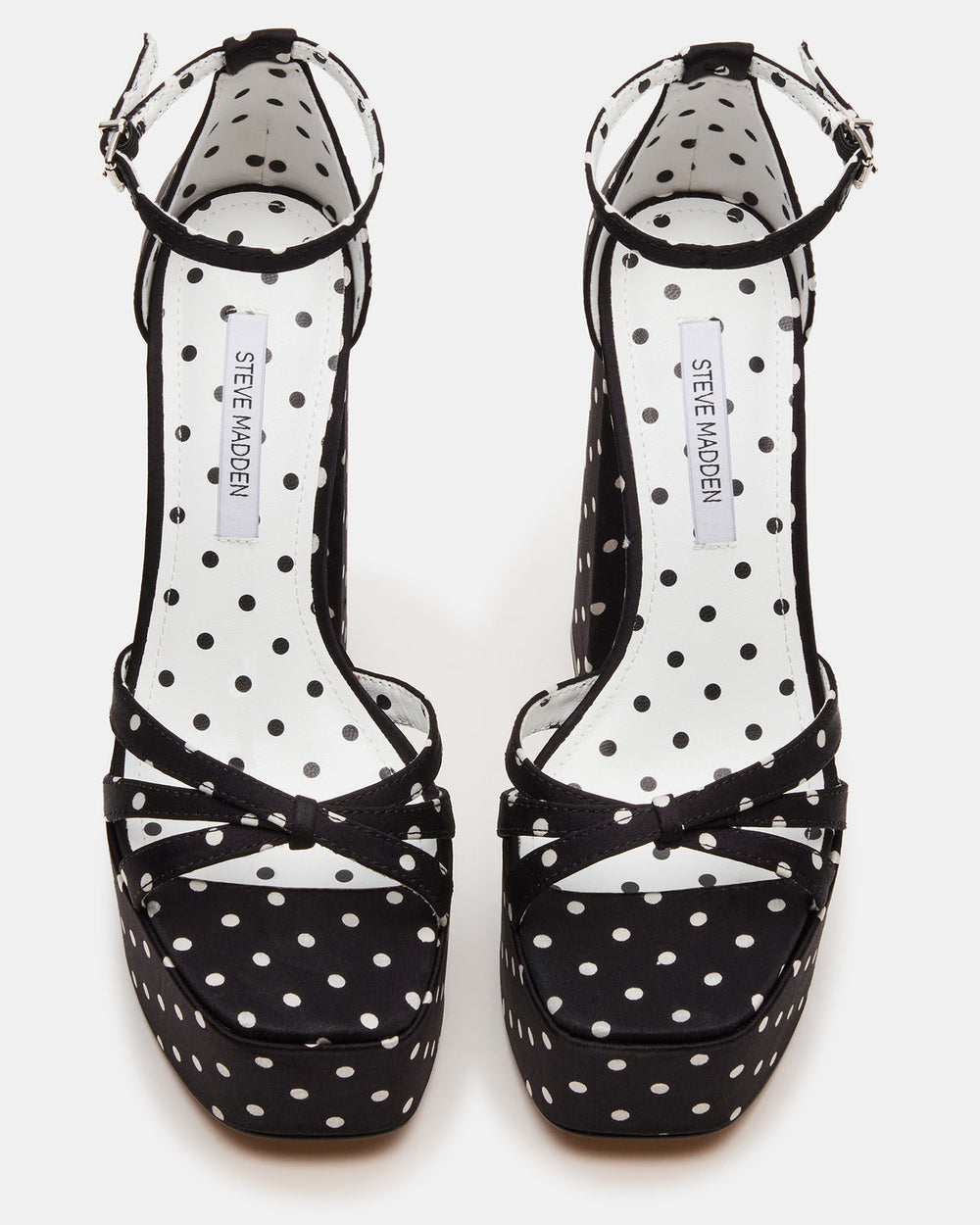 RETRO White/Black Polka Dot Open-Toe Block Heel Platform Women's Heel | Steve Madden for Sale