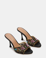 SANTI Mesh Black Multi Pointed-Toe Mule Women's Heel | Steve Madden Sale
