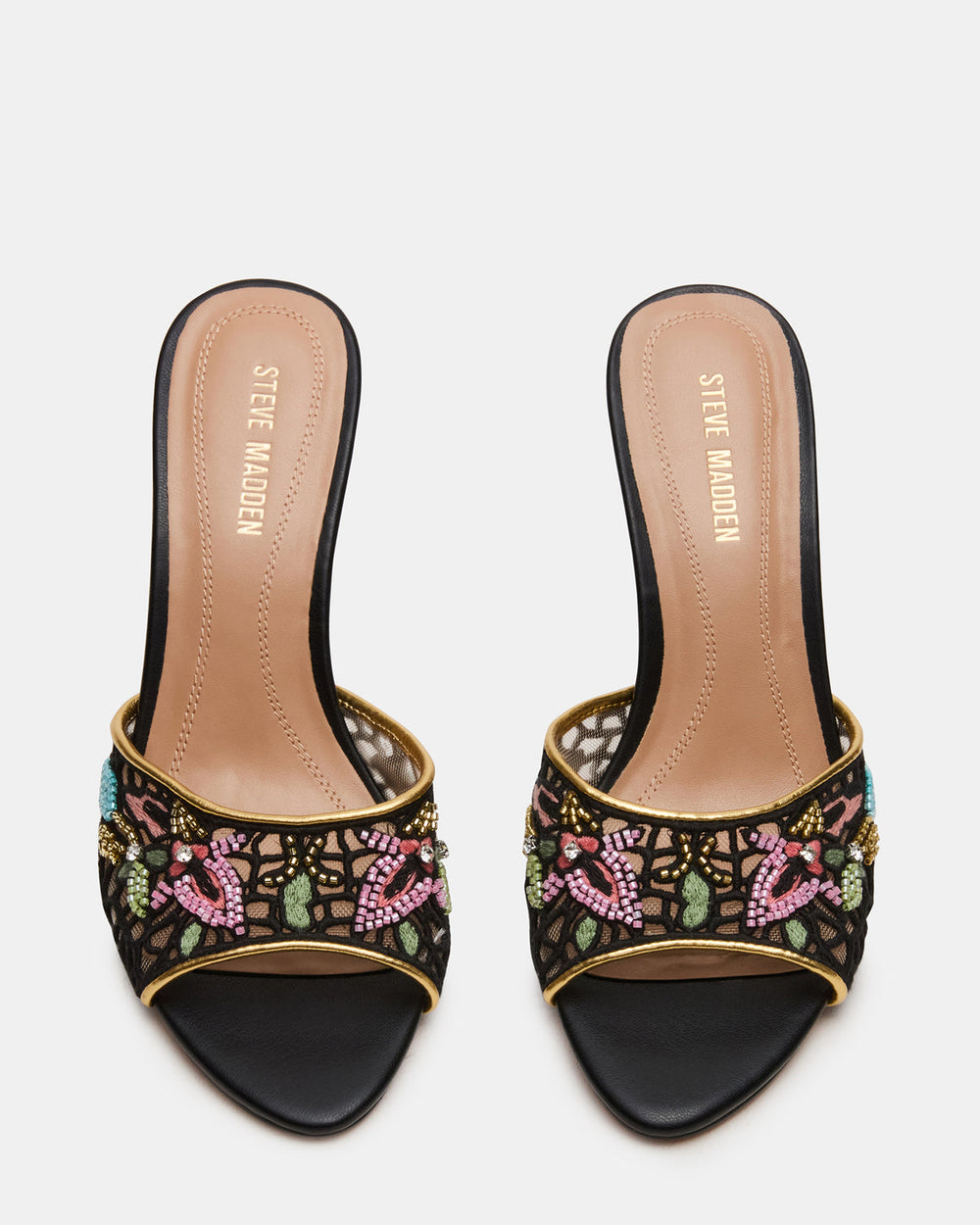 SANTI Mesh Black Multi Pointed-Toe Mule Women's Heel | Steve Madden Sale