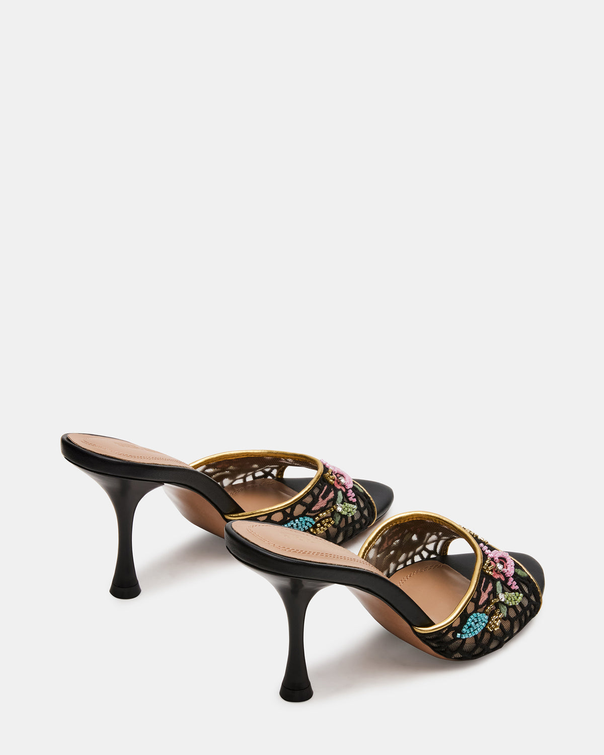 SANTI Mesh Black Multi Pointed-Toe Mule Women's Heel | Steve Madden Sale