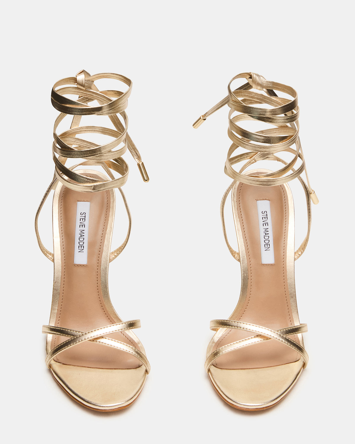 NERI Champagne Strappy Stiletto Round-Toe Women's Heel | Steve Madden for Sale