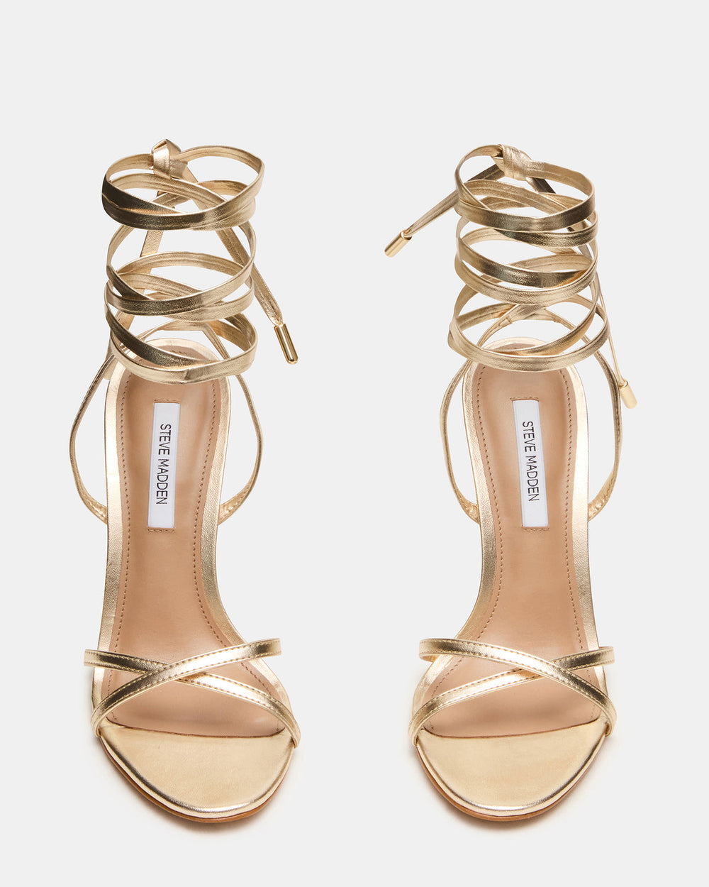NERI Champagne Strappy Stiletto Round-Toe Women's Heel | Steve Madden for Sale