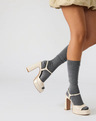 LINADRA Bone Patent Platform Square-Toe Strappy Women's Heel | Steve Madden on Sale
