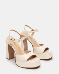 LINADRA Bone Patent Platform Square-Toe Strappy Women's Heel | Steve Madden on Sale