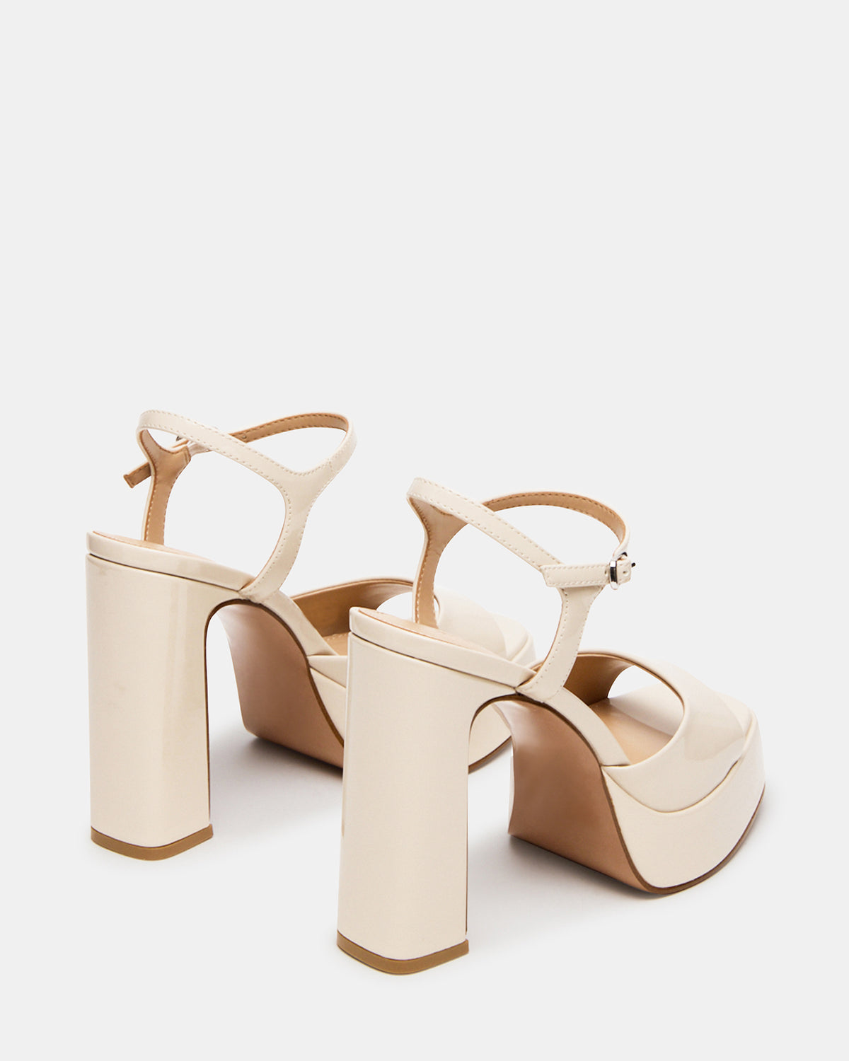 LINADRA Bone Patent Platform Square-Toe Strappy Women's Heel | Steve Madden on Sale