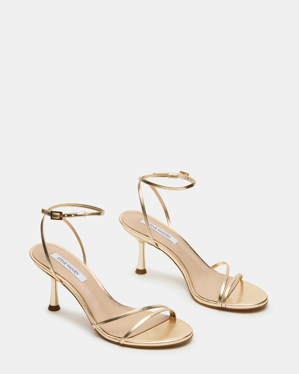 ERAS Gold Leather Stiletto Round-Toe Ankle Strap Women's Heel | Steve Madden for Sale