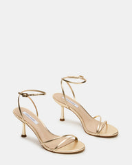 ERAS Gold Leather Stiletto Round-Toe Ankle Strap Women's Heel | Steve Madden for Sale