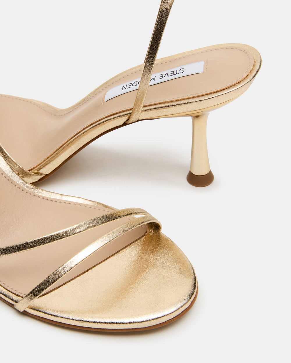 ERAS Gold Leather Stiletto Round-Toe Ankle Strap Women's Heel | Steve Madden for Sale