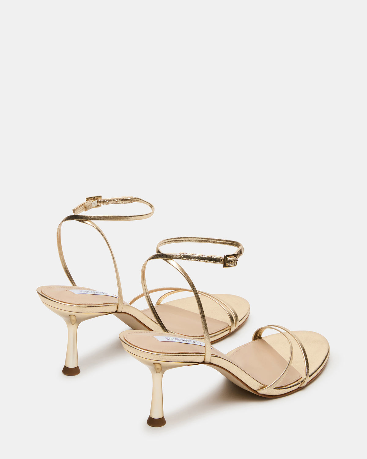 ERAS Gold Leather Stiletto Round-Toe Ankle Strap Women's Heel | Steve Madden for Sale