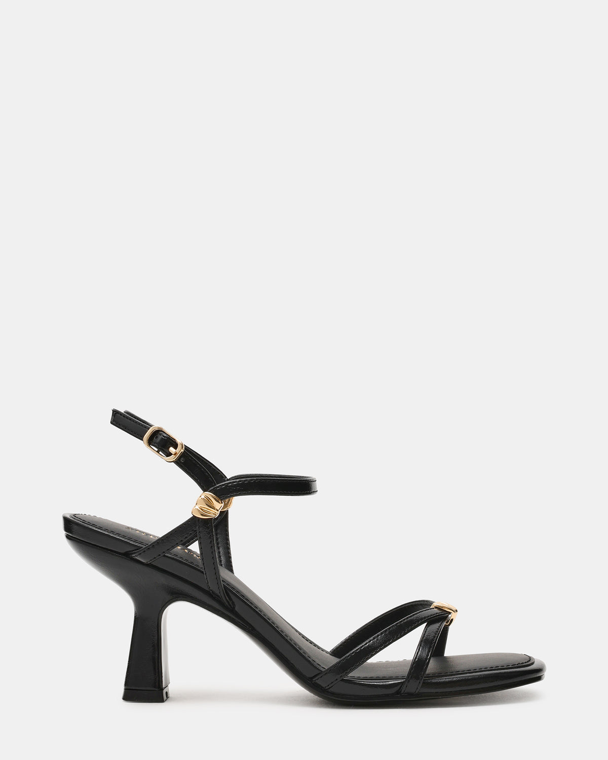 POSY Black Gold-Detail Strappy Square-Toe Women's Heel | Steve Madden for Sale