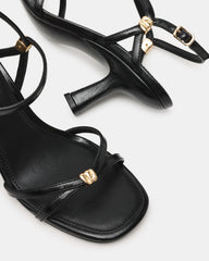 POSY Black Gold-Detail Strappy Square-Toe Women's Heel | Steve Madden for Sale