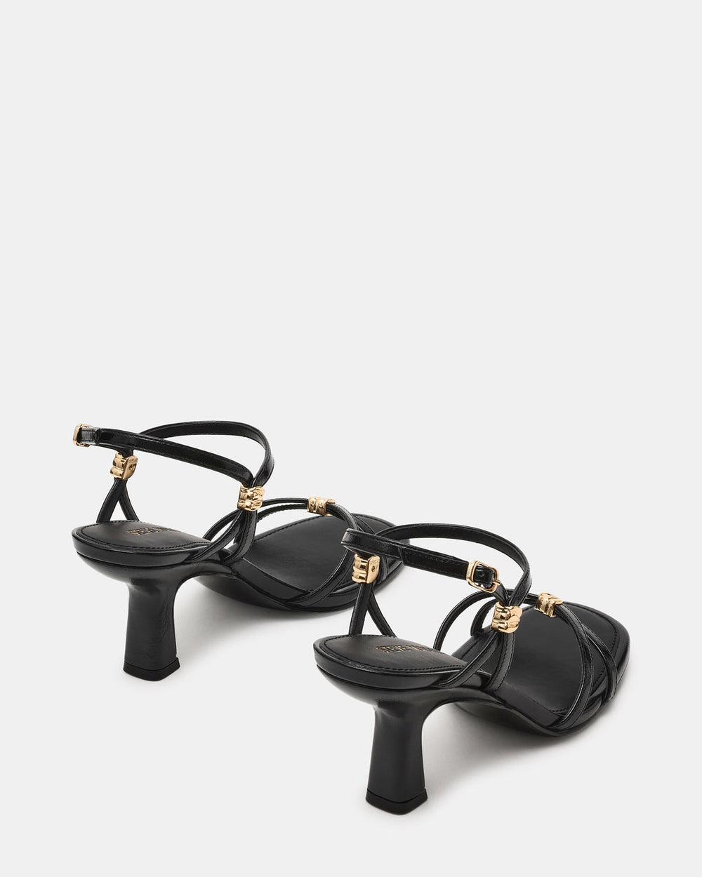 POSY Black Gold-Detail Strappy Square-Toe Women's Heel | Steve Madden for Sale