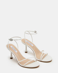 ERAS White Leather Stiletto Round-Toe Ankle Strap Women's Heel | Steve Madden Sale