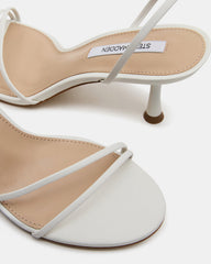 ERAS White Leather Stiletto Round-Toe Ankle Strap Women's Heel | Steve Madden Sale