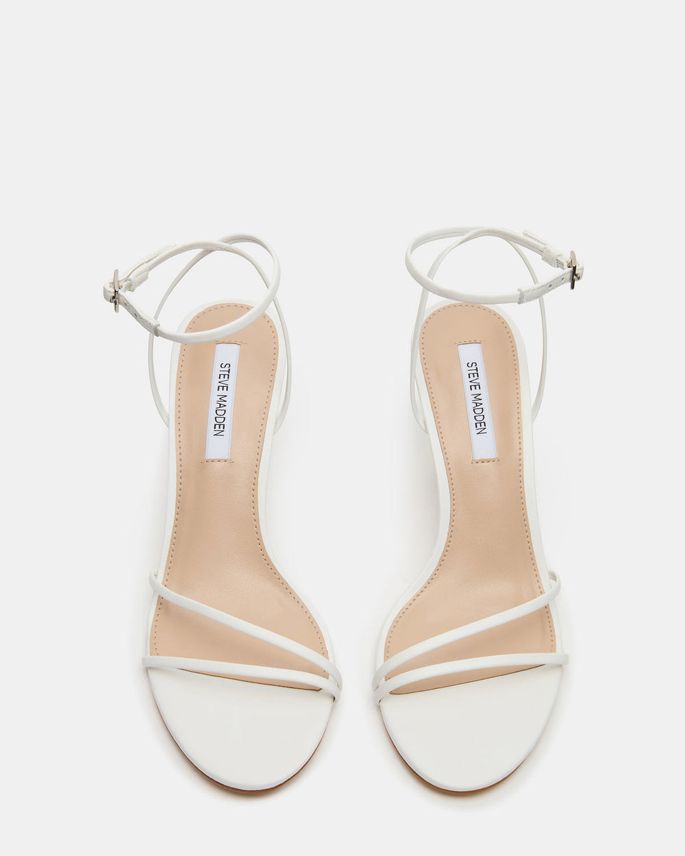 ERAS White Leather Stiletto Round-Toe Ankle Strap Women's Heel | Steve Madden Sale
