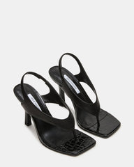 IMPROV Black Leather Square-Toe Thong Slingback Women's Heel | Steve Madden for Sale