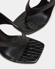 IMPROV Black Leather Square-Toe Thong Slingback Women's Heel | Steve Madden for Sale