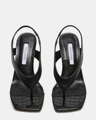 IMPROV Black Leather Square-Toe Thong Slingback Women's Heel | Steve Madden for Sale