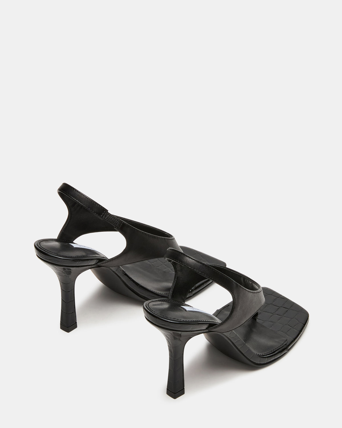 IMPROV Black Leather Square-Toe Thong Slingback Women's Heel | Steve Madden for Sale