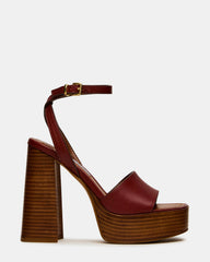 FLORIA Rust Leather Square-Toe Block Heel Platform Women's Heel | Steve Madden US
