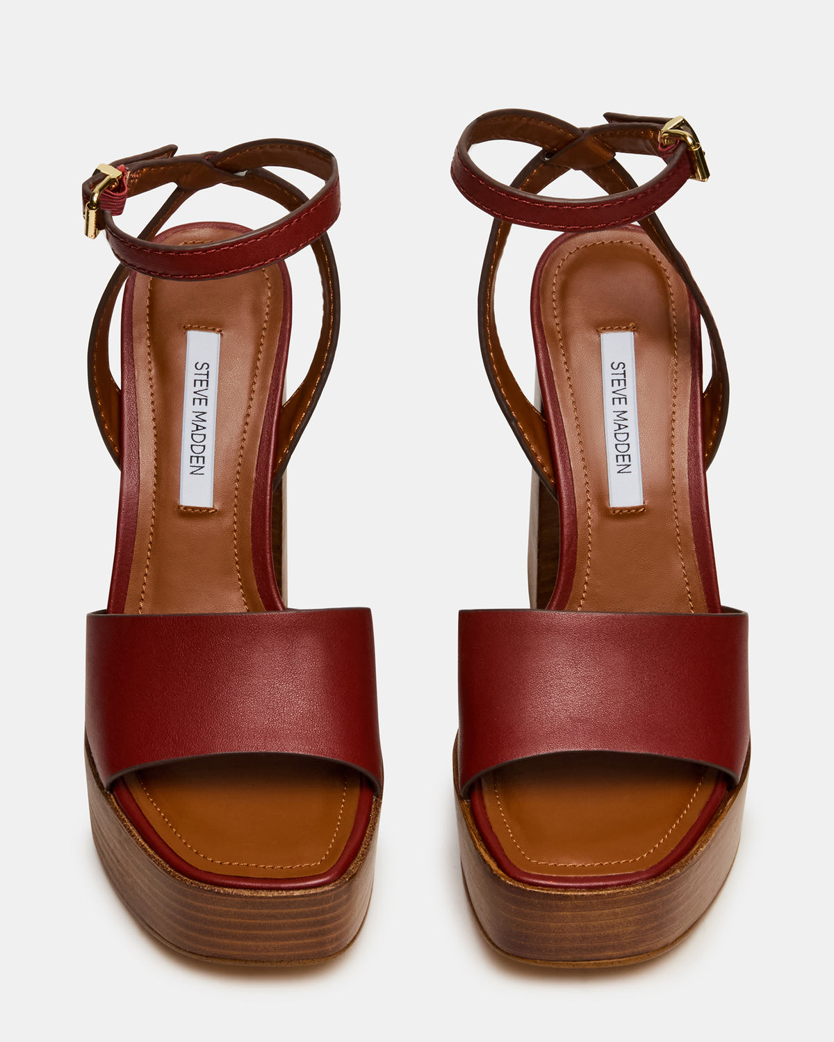 FLORIA Rust Leather Square-Toe Block Heel Platform Women's Heel | Steve Madden US