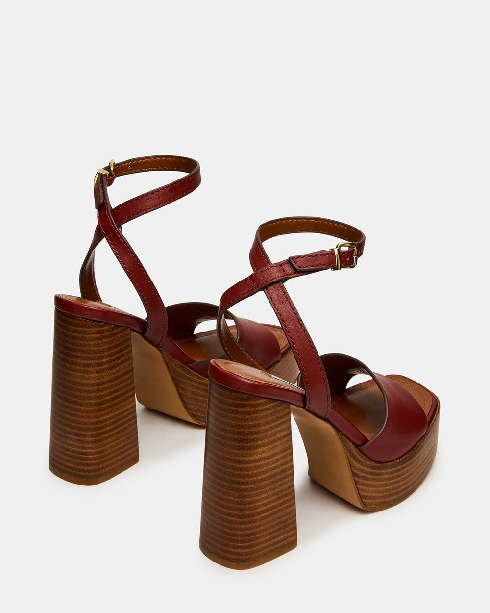 FLORIA Rust Leather Square-Toe Block Heel Platform Women's Heel | Steve Madden US