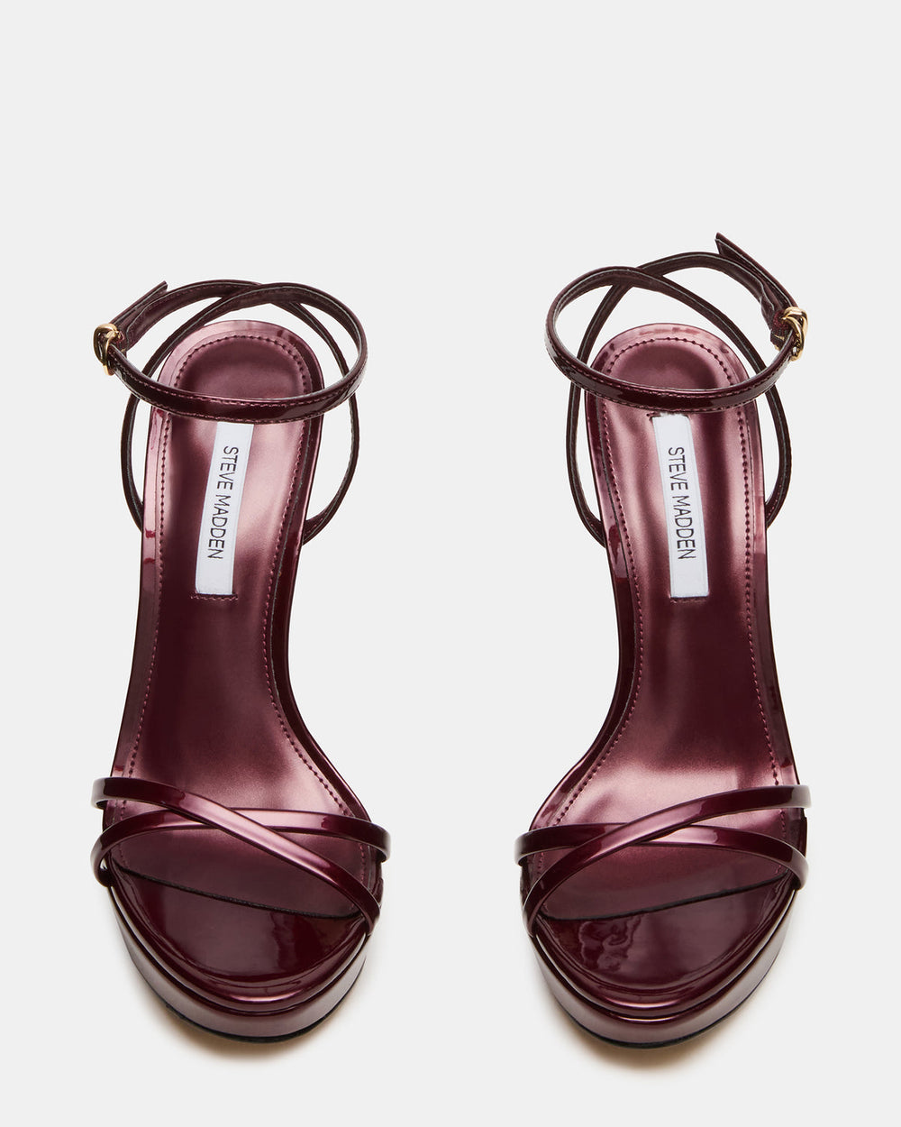 JUNI Cherry Pearl Criss Cross Stiletto Ankle Strap Women's Heel | Steve Madden Sale