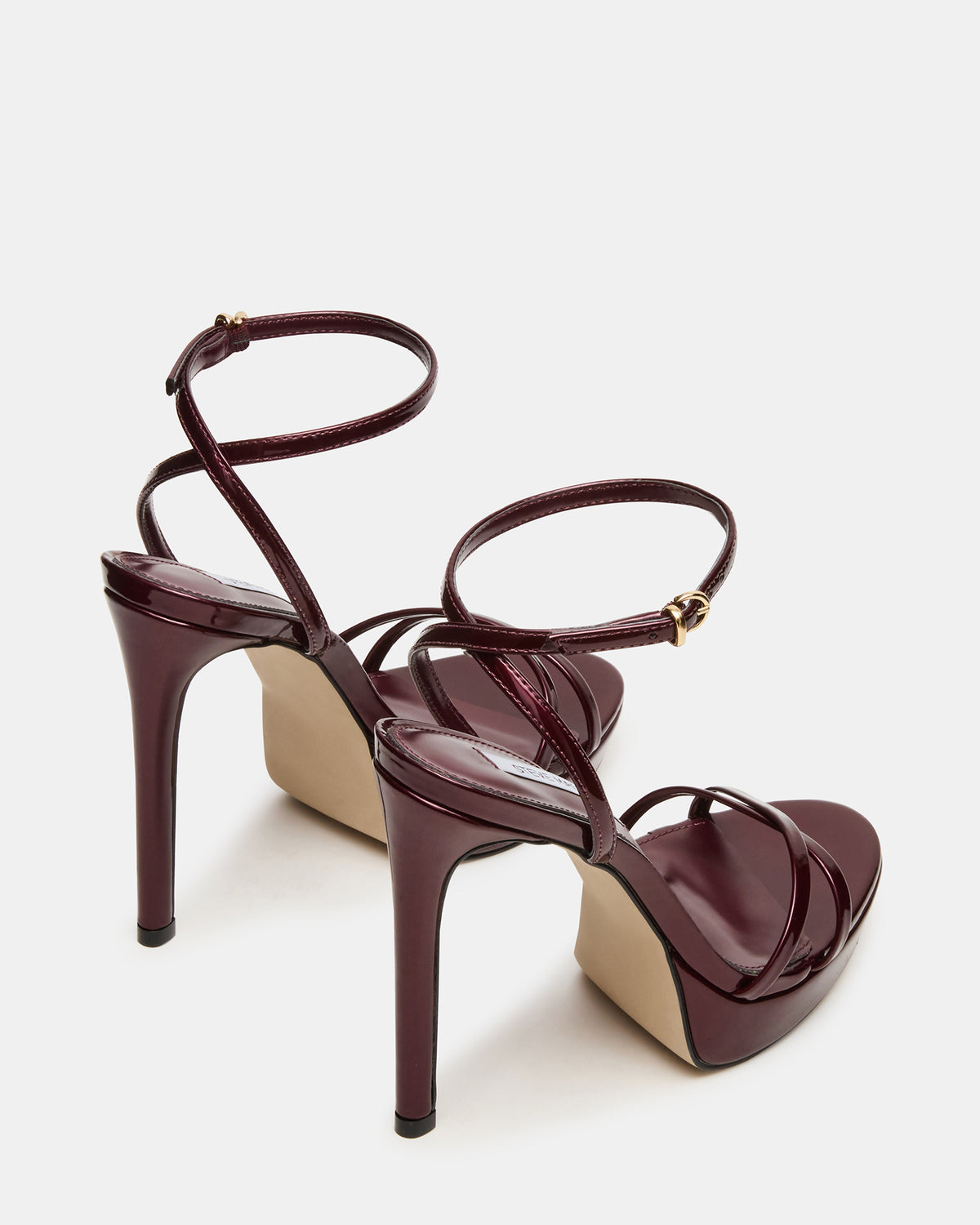 JUNI Cherry Pearl Criss Cross Stiletto Ankle Strap Women's Heel | Steve Madden Sale