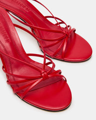 EDNA Red Leather Strappy Mule Women's Heel | Steve Madden for Sale