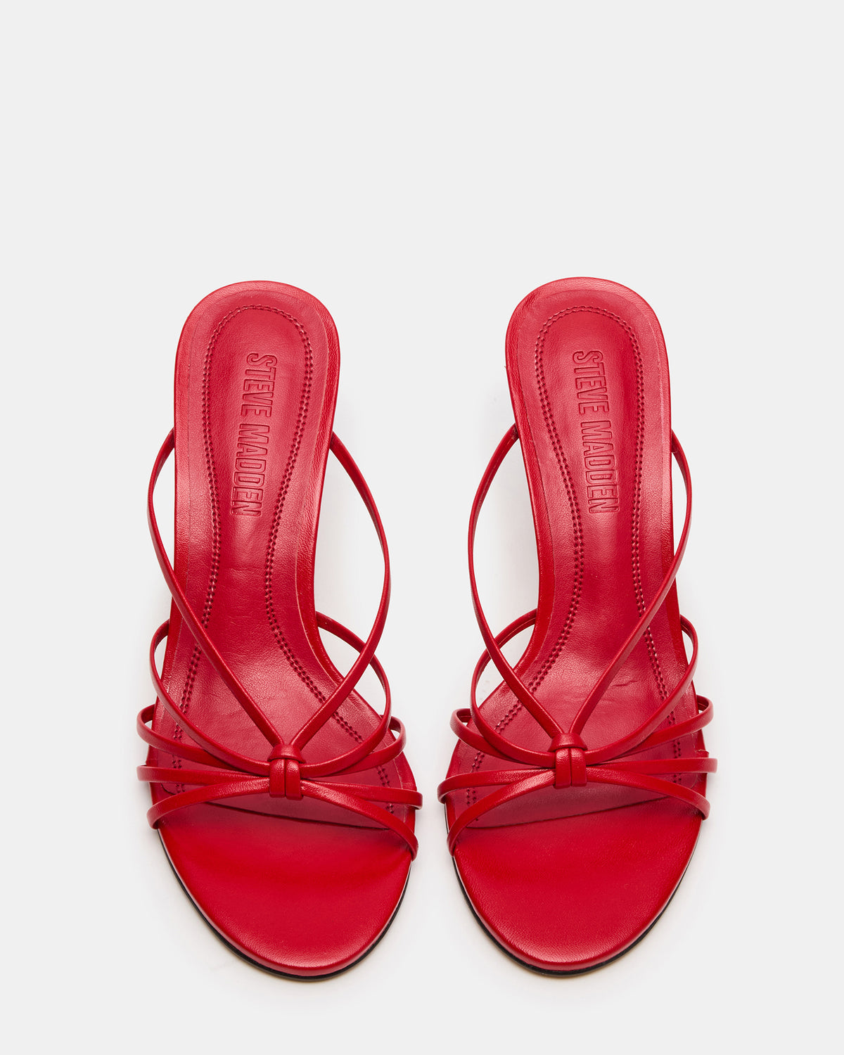 EDNA Red Leather Strappy Mule Women's Heel | Steve Madden for Sale