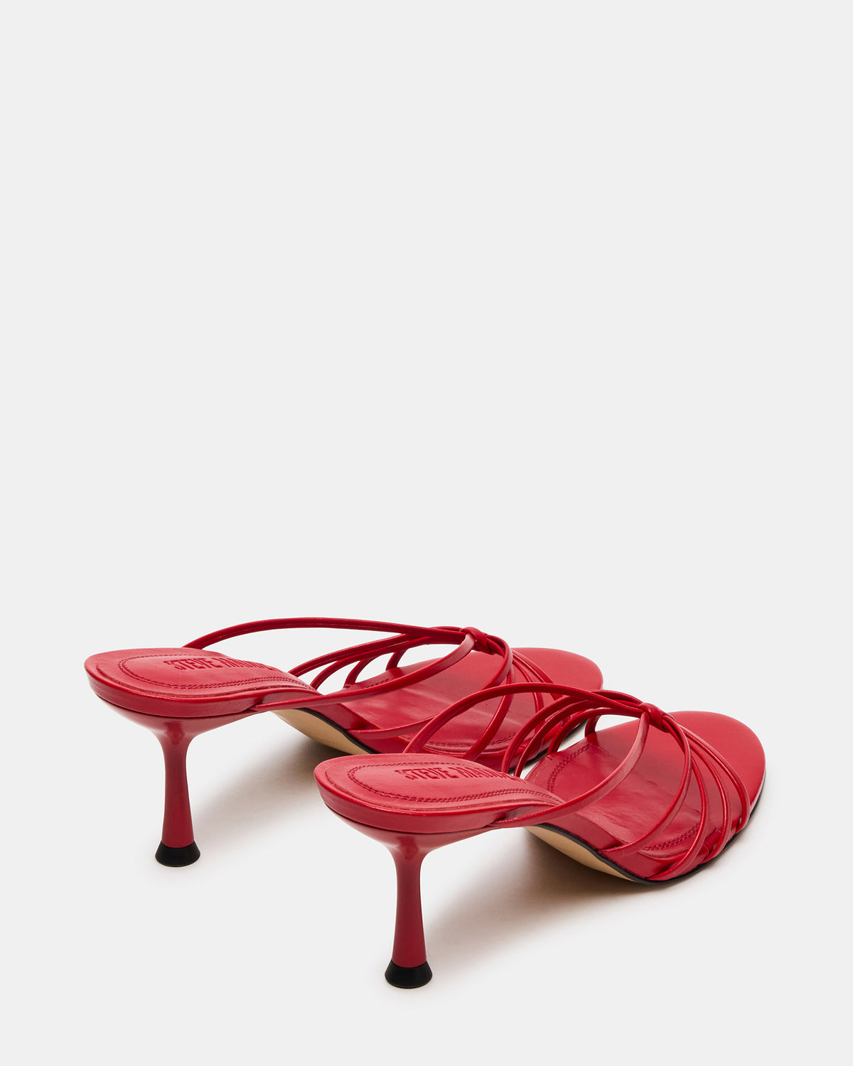 EDNA Red Leather Strappy Mule Women's Heel | Steve Madden for Sale