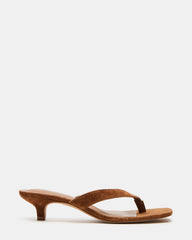 TRACIE Chestnut Suede Thong Strap Women's Kitten Heel | Steve Madden discount