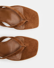 TRACIE Chestnut Suede Thong Strap Women's Kitten Heel | Steve Madden discount