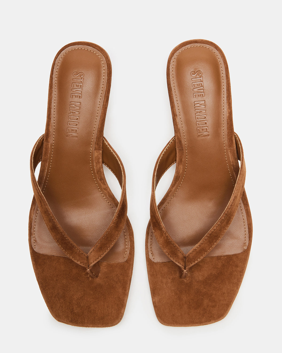 TRACIE Chestnut Suede Thong Strap Women's Kitten Heel | Steve Madden discount